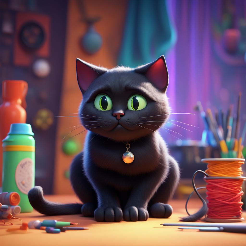 A black cat looking confused about crafts