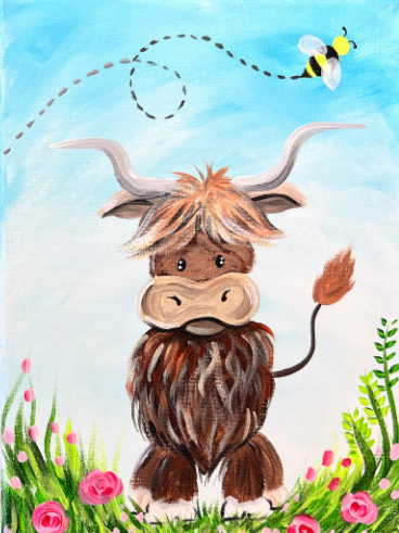 highland cow directed painting